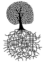 Poster - Editable vector design of a tree with root system