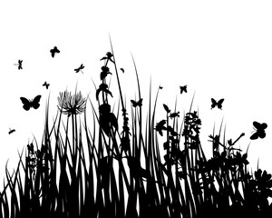 Sticker - Vector grass silhouettes background for design use