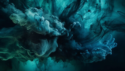 Canvas Print - blue ink wave flowing underwater smoothly generated by AI