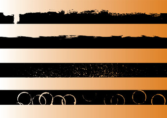 Canvas Print - 4 Black grunge artistic strips 1 (Transparent vector so it can be overlaid onto other graphics and images)