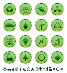 Sticker - set of green ecology and environmental buttons