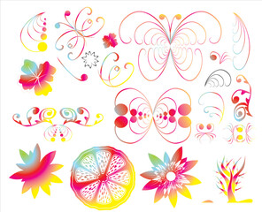 Sticker - Floral and butterflies design elements