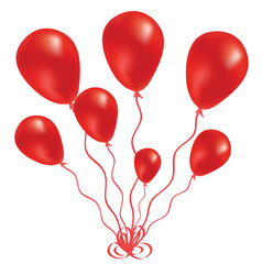 Wall Mural - Beautiful red balloon in the air. Vector illustration.