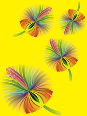 Sticker - fantasy wallpaper collection of rainbow colored autumn leaves on yellow