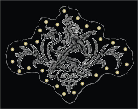 heraldic crest design in applique style