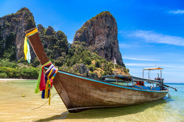 Poster - Boat at Railay Beach in  Thailand