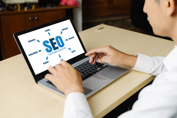 Poster - seo search engine optimization for modish e-commerce and online retail business showing on computer 