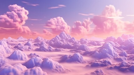 Pink creative concept under pastel thick fluffy clouds. Generative ai