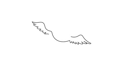 Poster - Animated self drawing of continuous line draw flying heart love with wings. Romantic love. Holiday celebration, wedding invitation, greeting card on white background. Full length single line animation