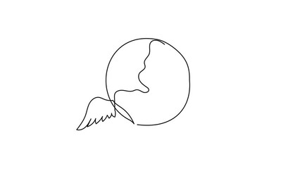 Poster - Animated self drawing of continuous line draw flying globe with wings. World travel wings and globe emblem logo. Inspiration and encouragement concept. Full length one line animation illustration
