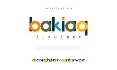 Leinwandbilder - Bakiaq abstract digital technology logo font alphabet. Minimal modern urban fonts for logo, brand etc. Typography typeface uppercase lowercase and number. vector illustration