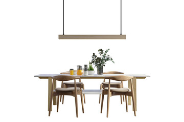 Dining room interior design isolated on transparent background.3d rendering