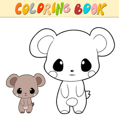 Wall Mural - Koala coloring book or page for kids. Cute Koala black and white vector illustration