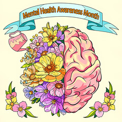 Poster - Illustration of mental health awareness month card