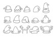 Set of christmas hat hand-drawn outline sketch illustration. Christmas cap illustration