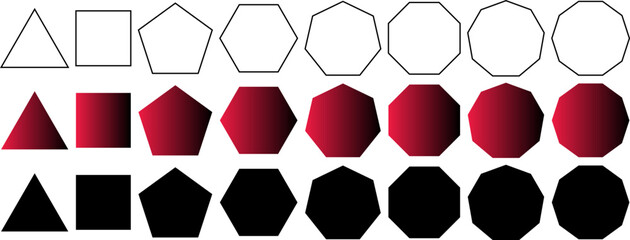 Wall Mural - outline silhouette polygon shapes icon set isolated on white background