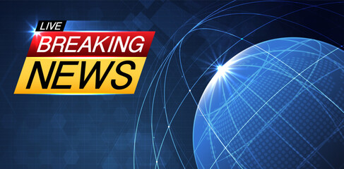 Leinwandbilder - Breaking news background business or technology of world the template. breaking news text on dark blue with light effect. digital technology, TV news show broadcast. vector design.