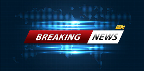 Leinwandbilder - Breaking news background business or technology of world the template. breaking news text on dark blue with light effect. digital technology, TV news show broadcast. vector design.