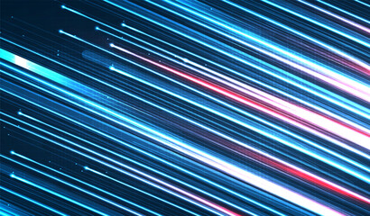 Leinwandbilder - Blue light streak, fiber optic, speed line, futuristic background for 5g or 6g technology wireless data transmission, high-speed internet in abstract. internet network concept. vector design.