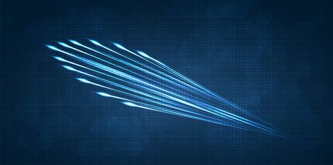 Leinwandbilder - Blue light streak, fiber optic, speed line, futuristic background for 5g or 6g technology wireless data transmission, high-speed internet in abstract. internet network concept. vector design.