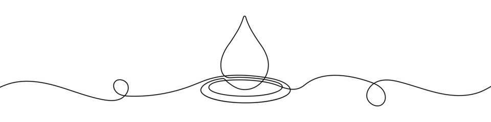 Wall Mural - Water drop in continuous line drawing style. Line art of drop icon.