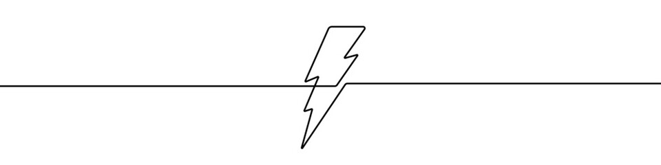 Canvas Print - Lightning icon in continuous line drawing style. Line art of lightning bolt icon.