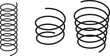  various shaped metal springs tapering. coil spring on blank background 
