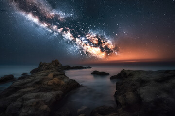 Wall Mural - milky way in the night sky. generative ai.