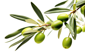 Sticker - Ai generative. Olive branch with green olives on a white