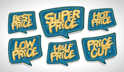 Wall Mural - Best price, super price, hot price, etc. - advertising sale speech bubble vector symbols