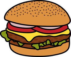 Wall Mural - Meat Hamburger Illustration Vector