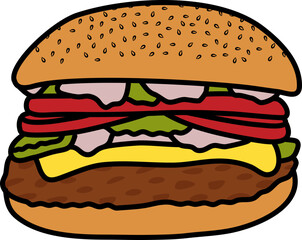 Wall Mural - Junk Food Hamburger Illustration Vector