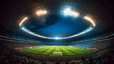 Fototapeta Sport - Football Stadium 3d rendering soccer stadium with crowded field arena