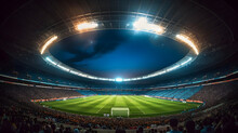 Football Stadium 3d Rendering Soccer Stadium With Crowded Field Arena