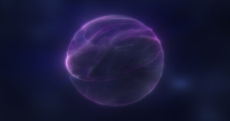 Abstract purple energy sphere round glowing magical digital futuristic space background