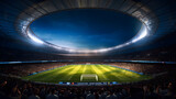 Fototapeta Sport - Football Stadium 3d rendering soccer stadium with crowded field arena