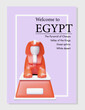 Welcome to Egypt. Tip for tourists with list of main points of route. What to see in Egypt. Vector template with realistic sphinx. Modern poster with text