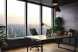 © ttonaorh - Modern office interior with panoramic window and city view
