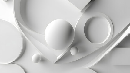 Wall Mural - Digital technology white 3D geometry abstract graphics poster web page PPT background with generative