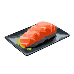 Wall Mural - salmon, sashimi, raw fish, japanese food, salmon sushi, healthy food, raw salmon, food, salad, fish, meal, plate, dinner, meat, healthy, fresh, gourmet, red, white, tomato, appetizer, vegetable, seafo