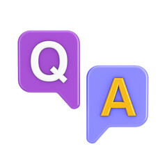 Fototapete - Cartoon Answer and Question Speech Bubble Web Icon Sign. 3d Rendering