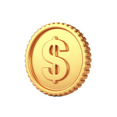 Aufkleber - Simple Golden Dollar Coin Web Icon Sign. 3d Rendering