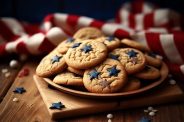 Poster - Fresh baked cookies plate 4 july. Generate Ai