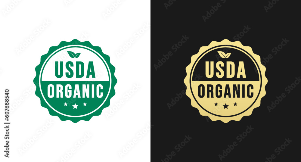 USDA Organic Logo or USDA Organic Label Vector Isolated in Flat Style. Best USDA Organic logo for product packaging design element. Simple USDA Organic label for packaging design element.