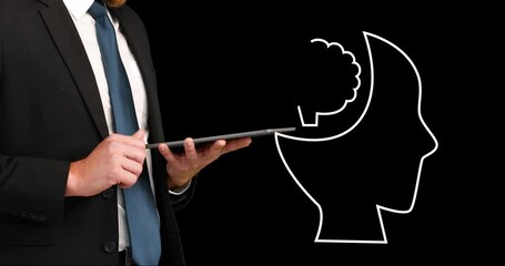 Poster - Animation of ai data processing over caucasian businessman using tablet