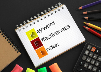 Poster - kei - keyword effectiveness index acronym on notepad, business concept background