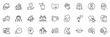 © blankstock - Icons pack as Fingerprint, Person and Leadership line icons for app include Clapping hands, Inclusion, Yummy smile outline thin icon web set. Social care, Protection shield, Salary pictogram. Vector