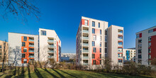 Germany, Baden-Wurttemberg, Stuttgart, Panoramic View Of Suburban Apartment Building
