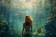 Girl undersea world. Generate AI
