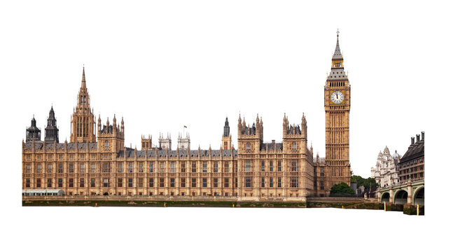 Wall Mural -  - Big Ben in London UK cut out and isolated on transparent white background